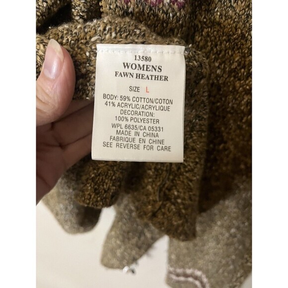Vintage Woolrich Sweater Fall Leaves Womens Full Zip Brown Ladies size large - Picture 8 of 8